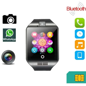 Q18 Smartwatch Touch Ekraan Mehed Naised Lapsed Bluetooth Smart Vaadata Kaamera SIM-Kaardi Smartwatch IOS-i ja Android Telefon