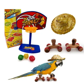 Papagoi Hammustamine Mänguasi Bird Mänguasi Korvpalli Seista Rihmaratas Rula Õled Müts Komplekt 3
