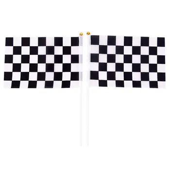 5x Must Ja Valge Ruuduline Lipp Racing Banner Polüester Lipud Käes Signaali Lipud