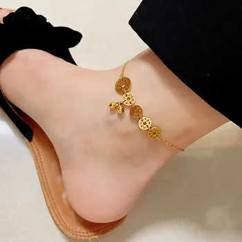 Uus Mood Roostevabast Terasest Kulla Värvi Kett Link Anklet Barefoot Sandaalid Naistele Jalgsi Anklet Käevõru Ehted 21cm pikk