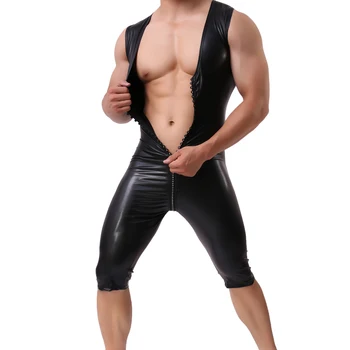Meeste Bodysuit Seksikas Naistepesu Nahast Gay Ees Tõmblukk Aluspesu Etapp Dancewear Korsetid Mees Leotard Bodysuit Kostüümid Bodystocking