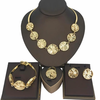 Yuminglai Kulla Värvi Dubai Ehete Komplekti Naistele Aafrika Luksus Jewelries Brasiilia Kuld Ehete Komplekti FHK15784