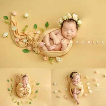 Uus toode vastsündinud rekvisiidid müts simulatsiooni lill mähitud riide beebi täiskuu beebi fotograafia stuudio fotograafia riided