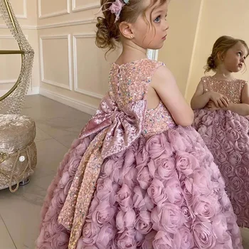 Appliques Elegantne Pulm Kleidid Tüdrukutele Beebi Pits Printsess Kleit Sünnipäeva Ürituse Kleit Beebi Tüdruku Jõulu-Sünnipäeva Vestido