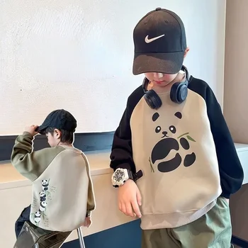 Poiste Dressipluus Lapsed Panda Trükitud Kampsun 2023 Kevad-Sügis Laste Street Stiilis Vabaaja Riided Teengagers Puuvill Hupparit