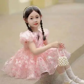 Tüdrukud Dress Suvel New korea Versioon Printsess Kleit Mood Silma prantsuse Stiilis Kõik-mängu põlvikud O-kaeluse Pall Kleit