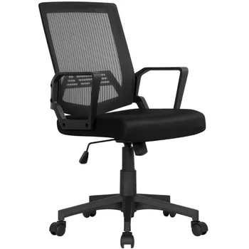 Easyfashion Keskel Tagasi Võre Reguleeritav Ergonoomiline Arvuti Tool, Must kontori tool, toolid mängude tool mööbel