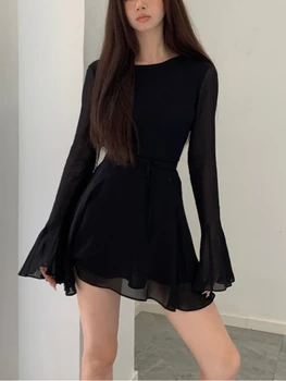Bodycon Must Y2k Mini Kleit Naiste Elegantne Sale Seksikas Isegi Partei Kleit Office Lady Backless Kleit Korea Fashion 2023 Aasta Sügisel Stiilne