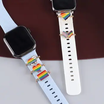 Loominguline Rainbow Seeria Metallist Võlusid Dekoratiivne Rõngas Apple Watch Band Ornament Smart Watch Silikoonist Rihm Tarvikud